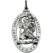 Picture of Sterling Silver St. Christopher Medal With 24 Inch Chain