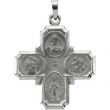 14K White 25.00X24.00 MM 4-way Cross Medal