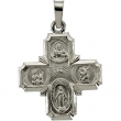 14K White 18.00X18.00 MM 4-way Cross Medal