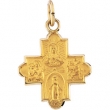 14K Yellow 12.00X12.00 MM 4-way Cross Medal