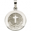 14K White 15.00 MM Confirmation Medal W/cross