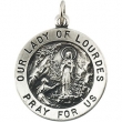 14K Yellow 25.00 MM Our Lady Of Lourdes Medal