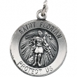 Sterling Silver 14.75 Rd St. Florian Pend Medal