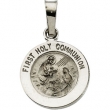 14K White 12.00 MM FIRST COMMUNION MEDAL First Communion Medal
