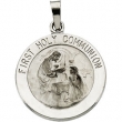 14K White 18.00 MM FIRST COMMUNION MEDAL First Communion Medal