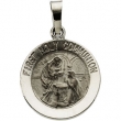 14K White 15.00 MM First Communion Medal