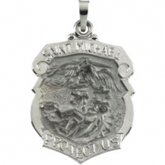Picture of 14K White 27.00X21.00 MM ST. MICHAEL MEDAL St. Michael Medal