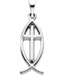 Sterling Silver Fish With Cross Pendant