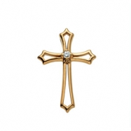 Picture of 14K Yellow Gold Cross Pendant With Diamond
