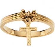 Picture of 14K Yellow Gold Ring With Cross Attached