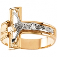 Picture of 14K Yellow White Gold Two Tone Gents Crucifix Ring