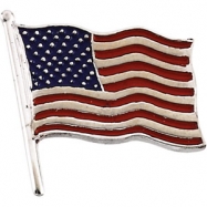 Picture of 14K White Gold Plain American Flag Lapel Pin