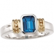 Sterling Silver & 14k Yellow Gold Genuine London Blue Topaz Ring