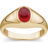 Picture of 14K Yellow Gold Gents Cabochon Genuine Mozambique Garnet Ring
