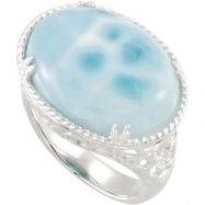 Picture of Sterling Silver 20.00 X Genuine Larimar Ring