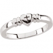 14K White Gold Heart With Cross Ring