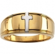 14K White Gold Gents Cross Duo Band