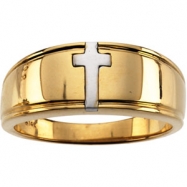 Picture of 10K Yellow White Gold Gents Two Tone Cross Duo Band