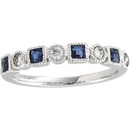 Picture of 14K White Gold Bridal Anniversary Band Genuine Sapphire Diamond