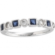 14K White Gold Bridal Anniversary Band Genuine Sapphire Diamond