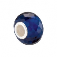 Picture of Sterling Silver Kera Sapphire Faceted Glass Bead Ring Size 6
