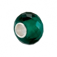 Picture of Sterling Silver Kera Teal Faceted Glass Bead Ring Size 6