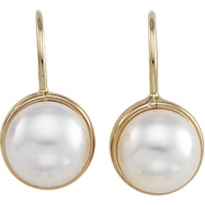 Picture of 14K Yellow Gold Pair Lever Back Earring With Pearl