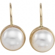 14K Yellow Gold Pair Lever Back Earring With Pearl