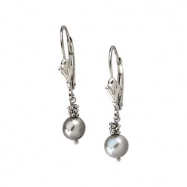Picture of 14K White Gold Pair 05.50- Lever Back Earring With Grey Pearl