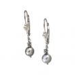 14K White Gold Pair 05.50- Lever Back Earring With Grey Pearl