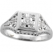 14K White Gold Diamond Filigree Ring