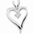 14K White Gold Diamond Heart Pendant