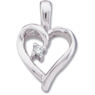 Picture of 14K White Gold Diamond Heart Pendant