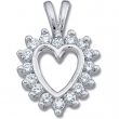 14K White Gold Diamond Heart Pendant