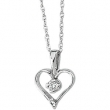 14K White Gold Diamond Heart Pendant With Chain