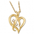 14K Yellow Gold Diamond Heart Pendant With Chain