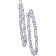 Picture of 14K White Gold Pair Diamond Hoop Earrings