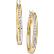 Picture of 14K Yellow Gold Pair Diamond Hoop Earring