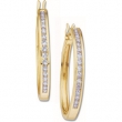 14K Yellow Gold Pair Diamond Hoop Earring