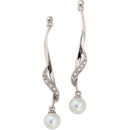 Picture of 14K White Gold Pair Freshwater Cultured Pearl And Diamond Earring