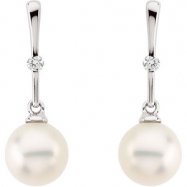 Picture of 14K White Gold Pair Freshwater Cultured Pearl And Diamond Earring