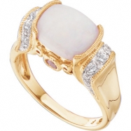 Picture of 14K Yellow Gold Genuine Opal Pink Tourmaline And Diamond Ring