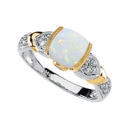 Picture of 14K White Yellow Gold Two Tone Genuine Opal Cab Tanzanite And Diamond Ring