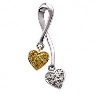 Picture of 14K White Yellow Gold Two Tone Diamond Heart Pendant Slide