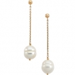 14K Yellow Gold Pair 09.00 - White Freshwater Cultured Circle Pearl Earring