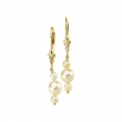 14K Yellow Gold Pair 3.0-3.5 And 5.5- Triple Pearl White Freshwater Earring