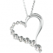 14K White Gold Journey Diamond Heart Pendant