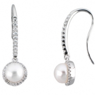 Picture of 14K White Gold Pair Freshwater Cultured Pearl And Diamond Earring