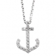 14K White Gold Diamond Anchor Necklace