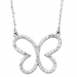 14K White Gold Diamond Butterfly Necklace